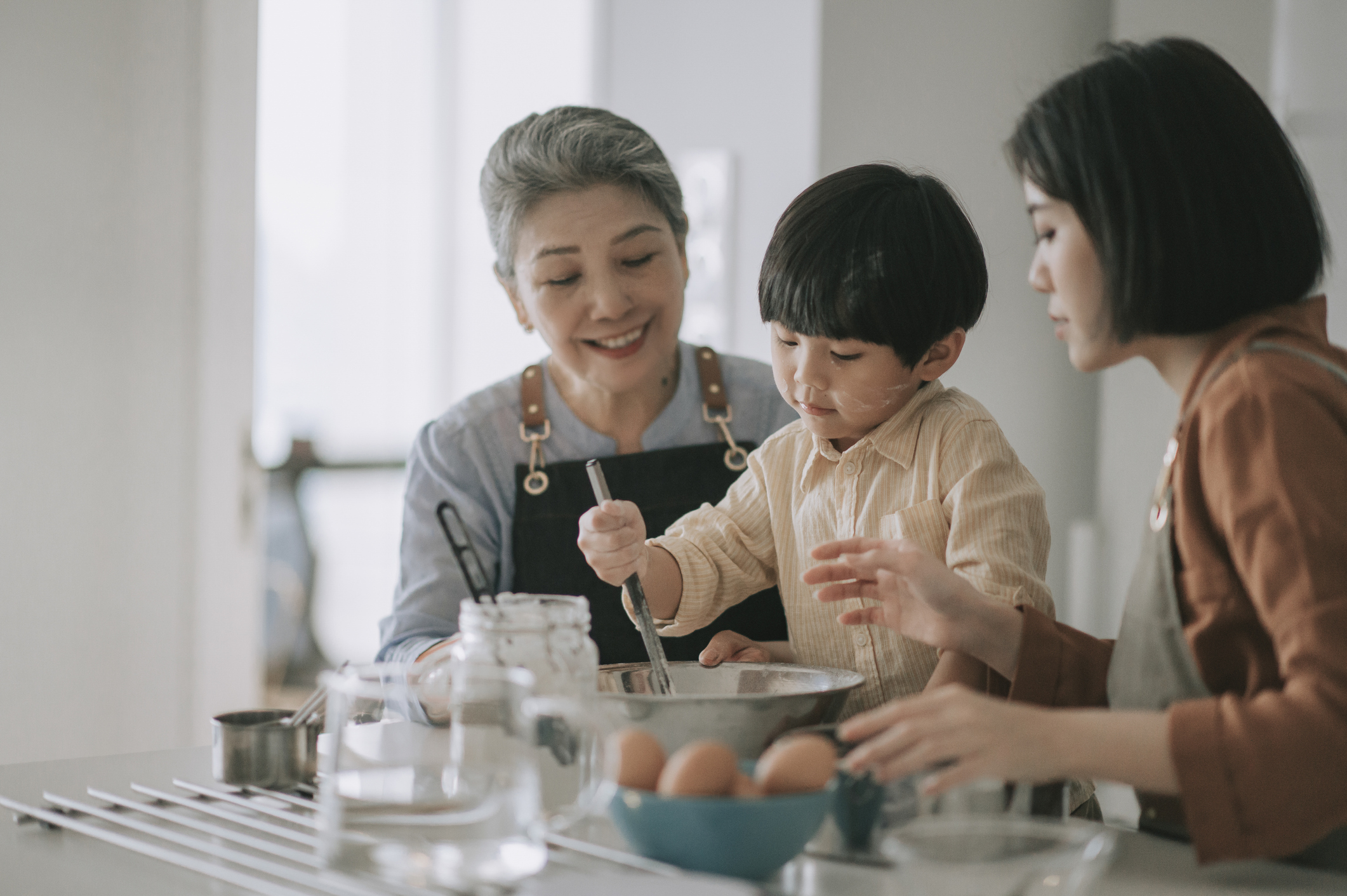 Asian family cooking for the holidays