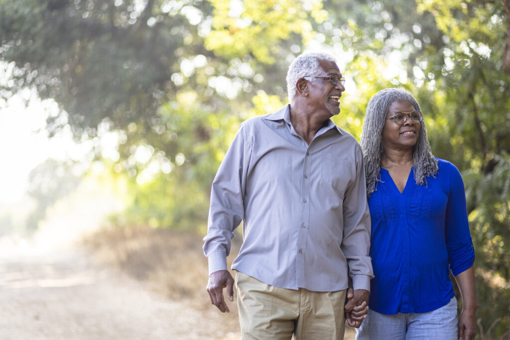 Senior couple taking a walk
