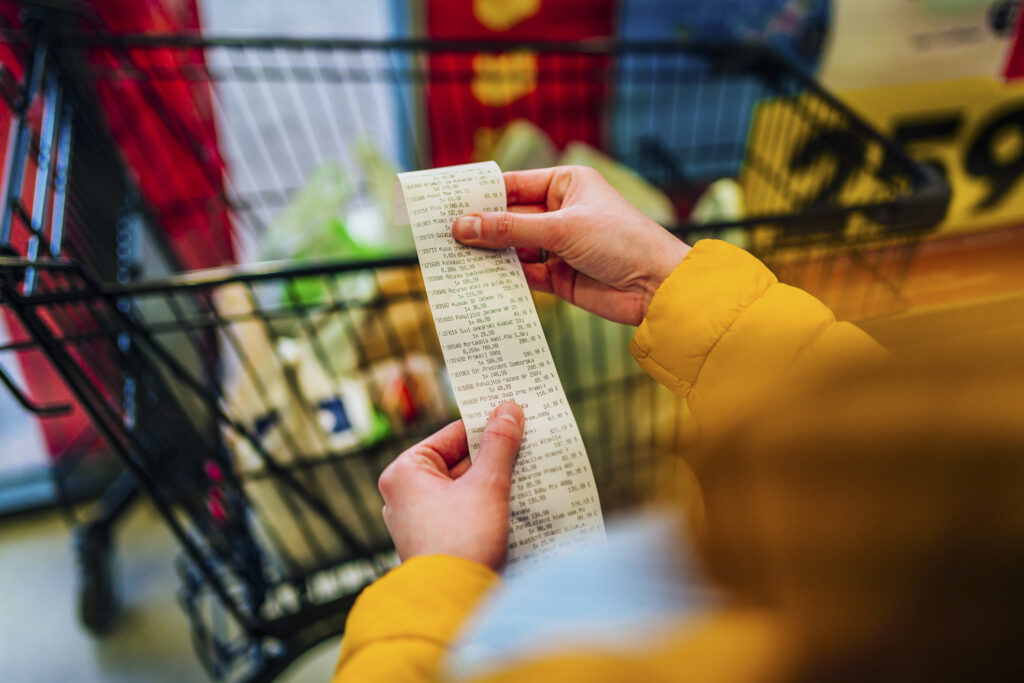 Checking groceries receipt